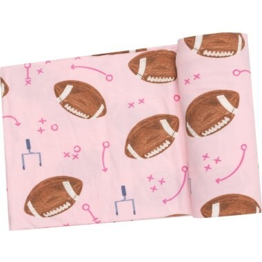 Footballs Swaddle Blanket, Pink