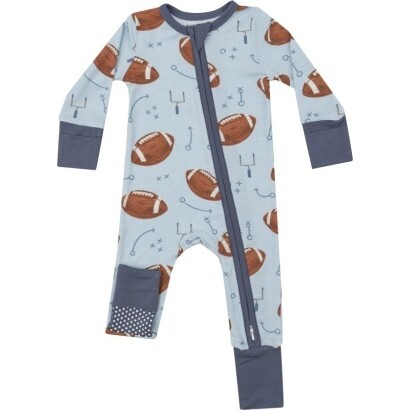 Footballs 2 Way Zipper Romper, Blue