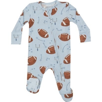 Footballs 2 Way Zipper Footie, Blue - Angel Dear Sleepwear | Maisonette