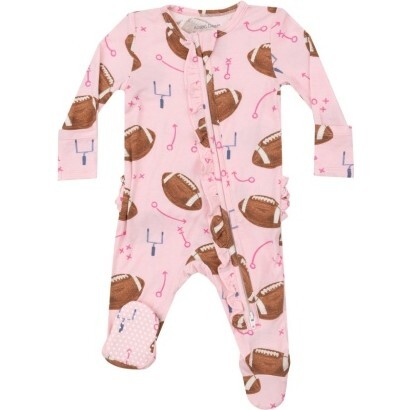 Footballs 2 Way Ruffle  Zipper Footie, Pink