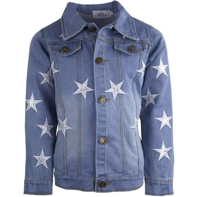 Star Leather Patched Denim Jacket