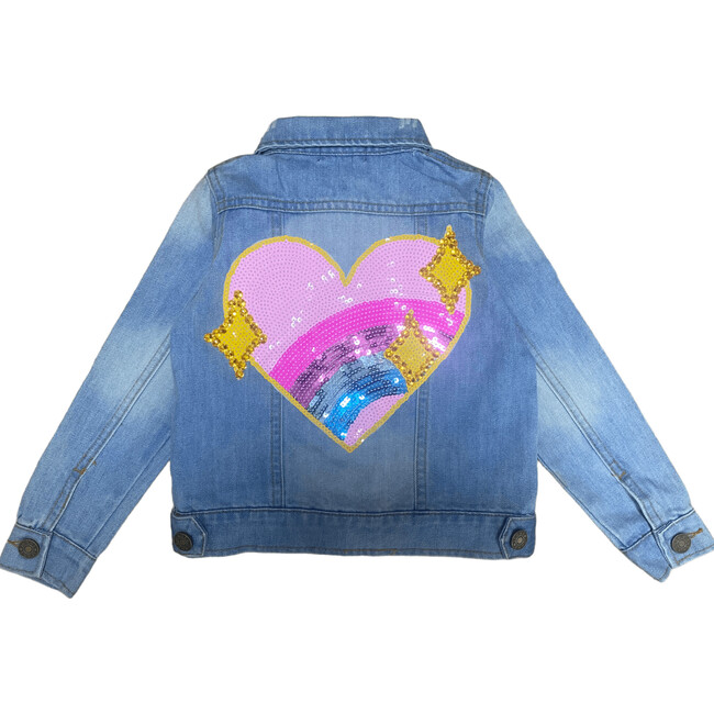 Sparkle Rainbow Heart Denim Jacket