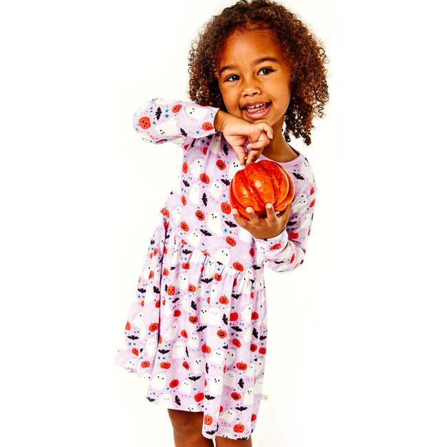 Stretchy Long Sleeve Twirl Dress, Halloween Ghosts - Dresses - 2