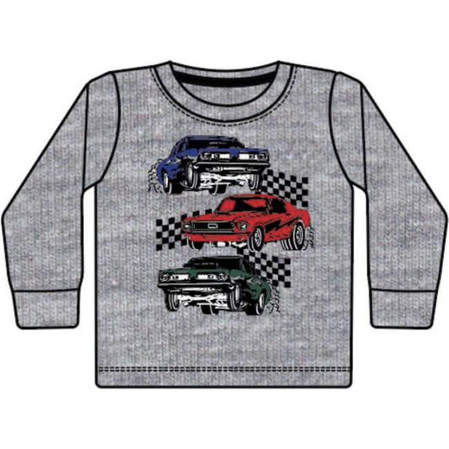 Kids Long Sleeve Thermal Tee,  Stacked Cars Heather