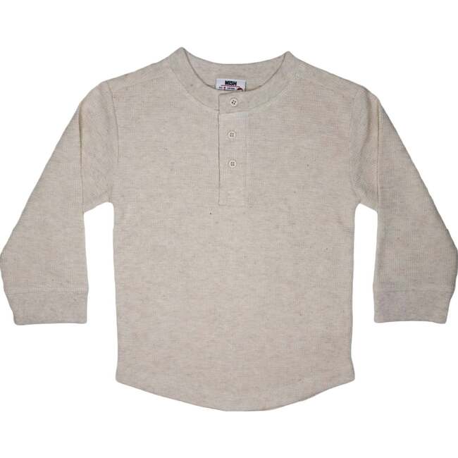 Kids Long Sleeve Thermal Henley Tee, Oatmeal