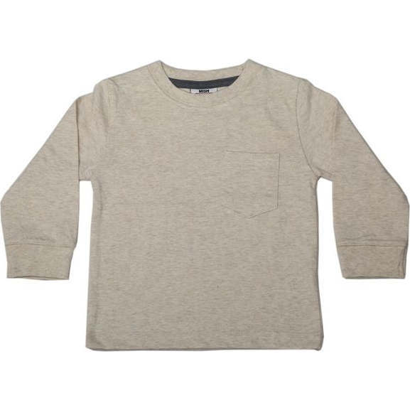 Kids Long Sleeve Pocket Tee, Oatmeal