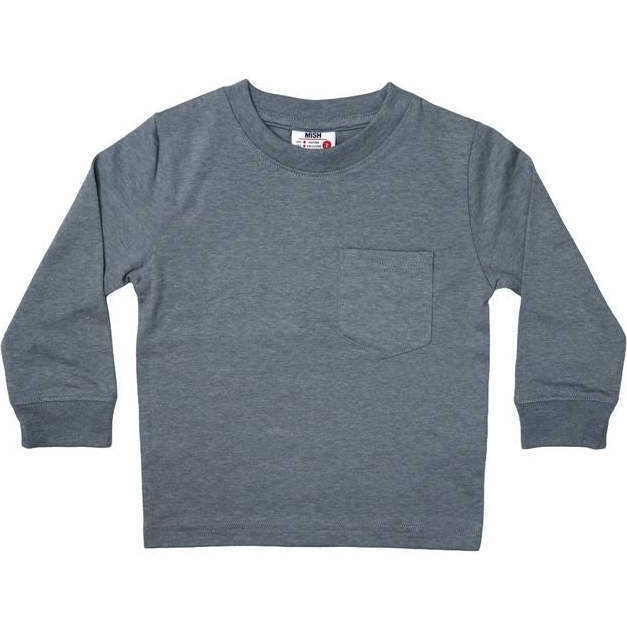 Kids Long Sleeve Pocket Tee, Coal