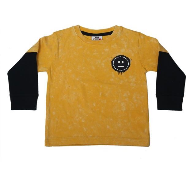 Kids Long Sleeve 2FER Enzyme Tee, Smiley Face