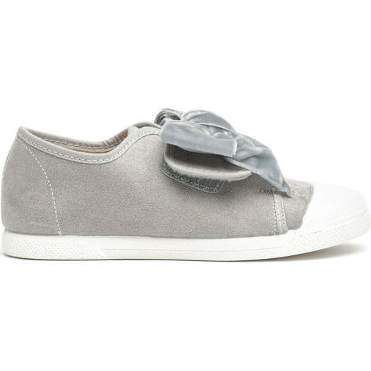 Suede Bow Sneakers, Grey