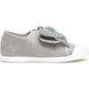 Suede Bow Sneakers, Grey - Sneakers - 1 - thumbnail