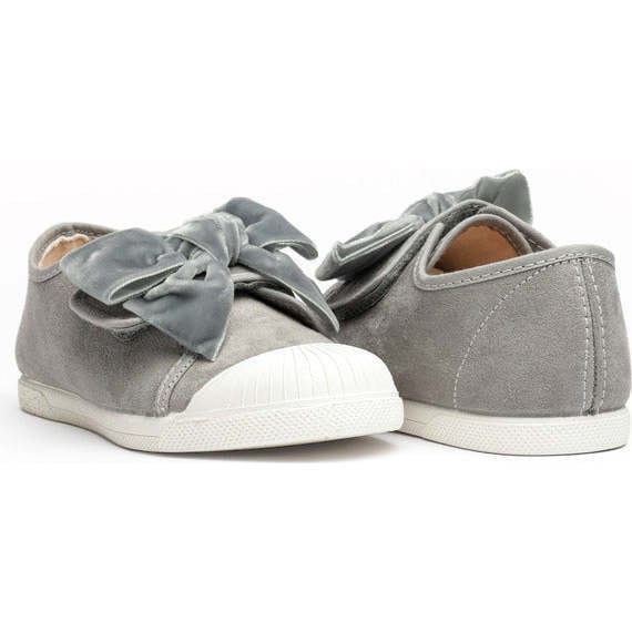 Suede Bow Sneakers, Grey - Sneakers - 2