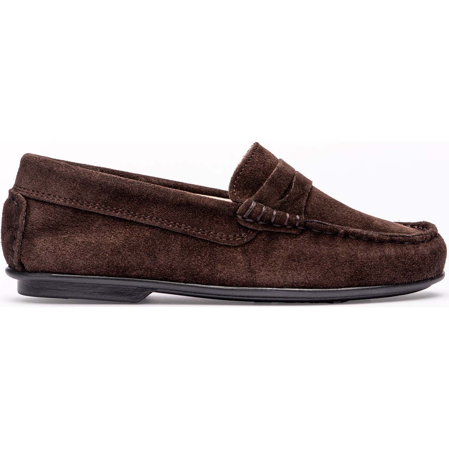 Suede Penny Loafers, Brown - Loafers - 1