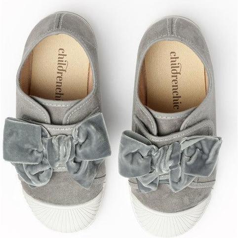 Suede Bow Sneakers, Grey - Sneakers - 3