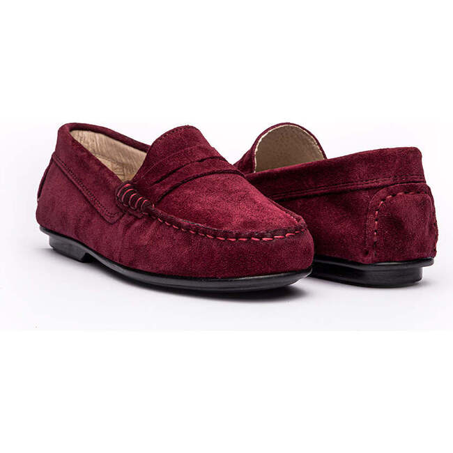 Suede Penny Loafers, Burgundy - Loafers - 2