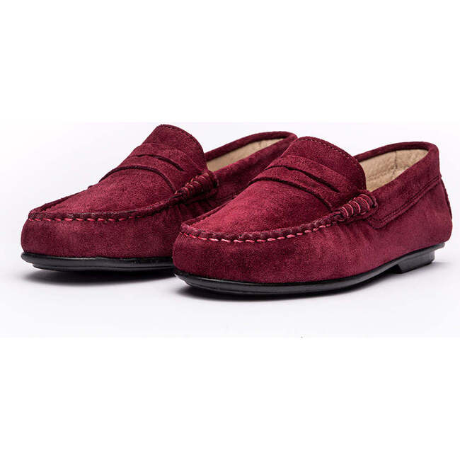 Suede Penny Loafers, Burgundy - Loafers - 3