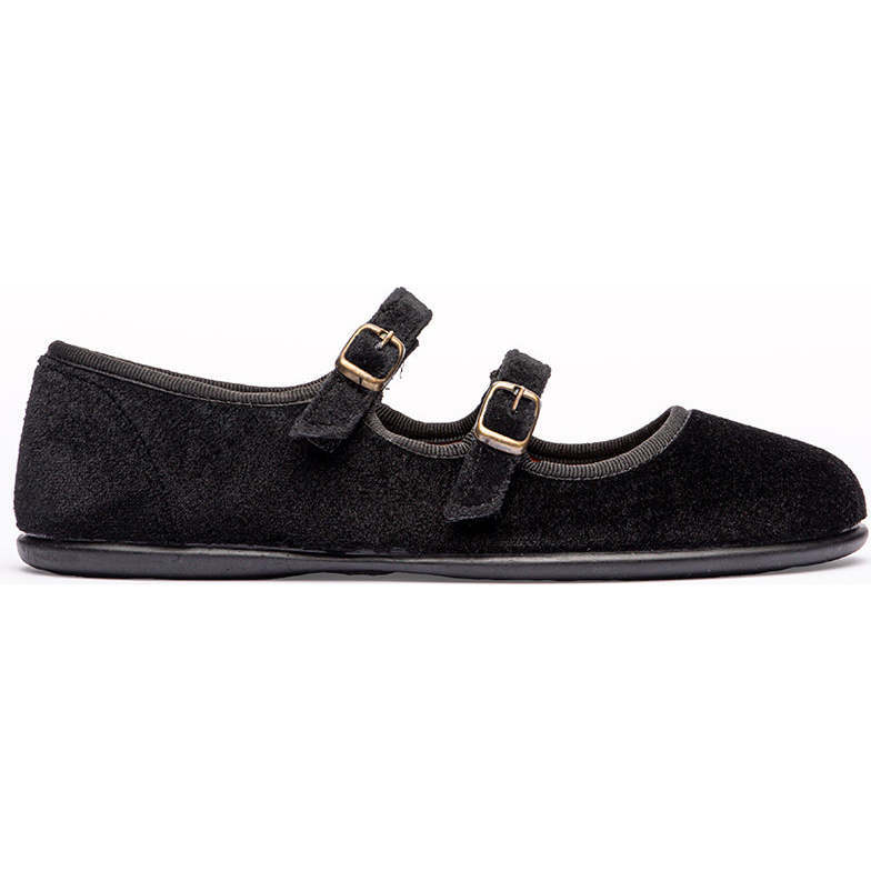 Classic Velvet Double Mary Janes, Black - Mary Janes - 1
