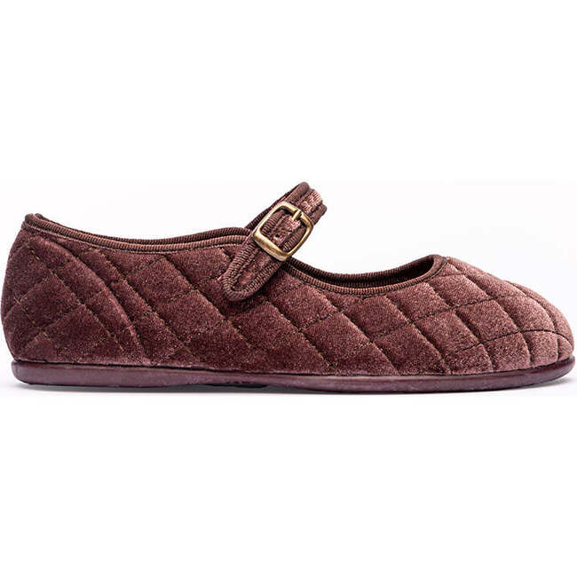 Classic Quilted Velvet Mary Janes, Chestnut