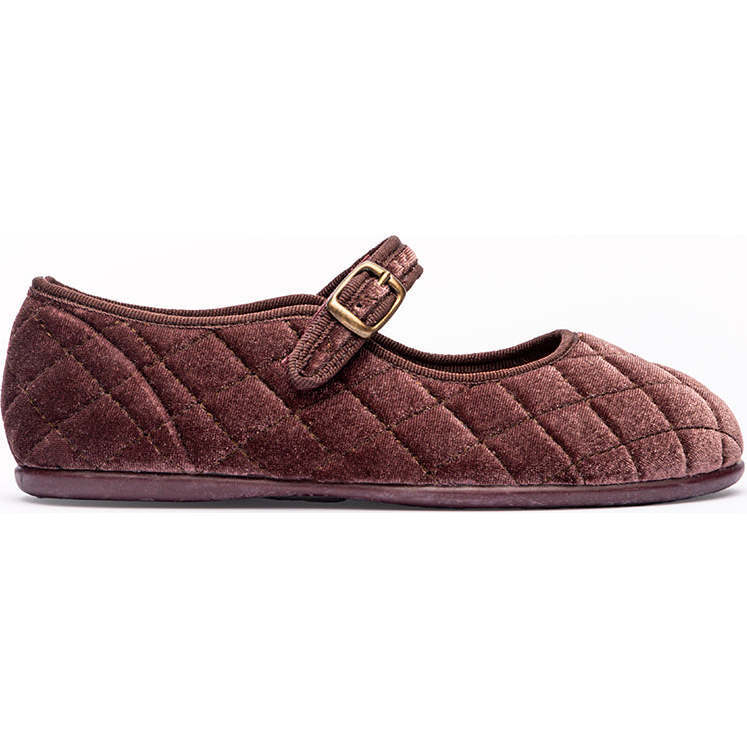 Classic Quilted Velvet Mary Janes, Chestnut - Mary Janes - 1
