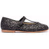 Hard Sole Glitter T-Band Flats, Black - Mary Janes - 1 - thumbnail