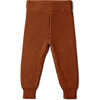 Organic Cotton Knit Baby Pants, Clay - Pants - 1 - thumbnail