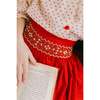 Marie Holiday Floral 3-Quarter Sleeve Blouse & Smocked Corduroy Skirt, Red - Mixed Apparel Set - 5