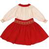 Marie Holiday Floral 3-Quarter Sleeve Blouse & Smocked Corduroy Skirt, Red - Mixed Apparel Set - 6