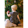 Angelica Tartan Velvet Collar Short Ballon Sleeve Smocked Bubble, Navy - Rompers - 3