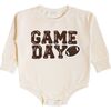 Game Day Patch Long Sleeve Romper, Natural - Rompers - 1 - thumbnail