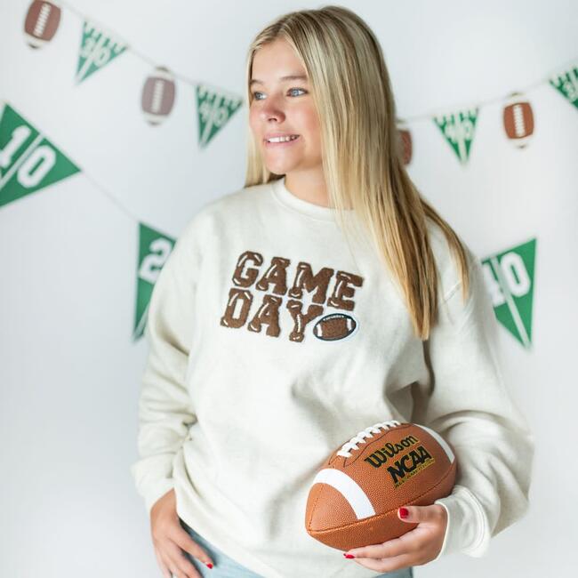 Game Day Patch Adult Sweatshirt, Natural - Sweatshirts - 3