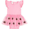 Football Sequin Short Sleeve Tutu Bodysuit, Pink - Dresses - 1 - thumbnail