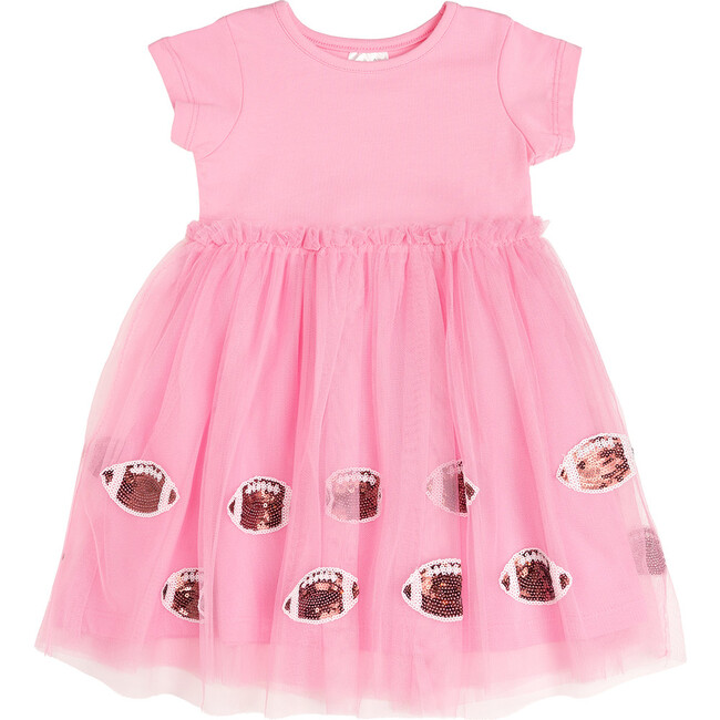 Football Sequin Short Sleeve Tutu Dress, Pink