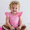 Football Sequin Short Sleeve Tutu Bodysuit, Pink - Dresses - 4