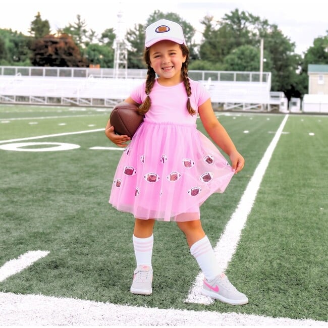 Football Sequin Short Sleeve Tutu Dress, Pink - Dresses - 2