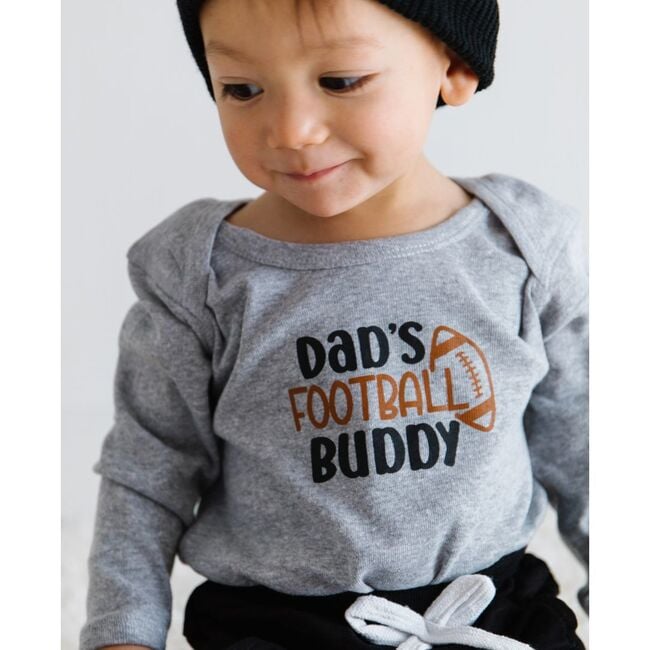 Dad's Football Buddy Long Sleeve Bodysuit, Grey - Onesies - 2