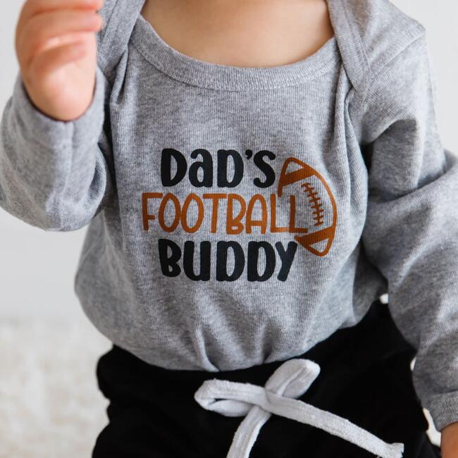 Dad's Football Buddy Long Sleeve Bodysuit, Grey - Onesies - 3