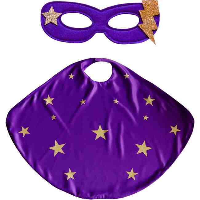 Superhero Star Cape + Mask Set, Purple