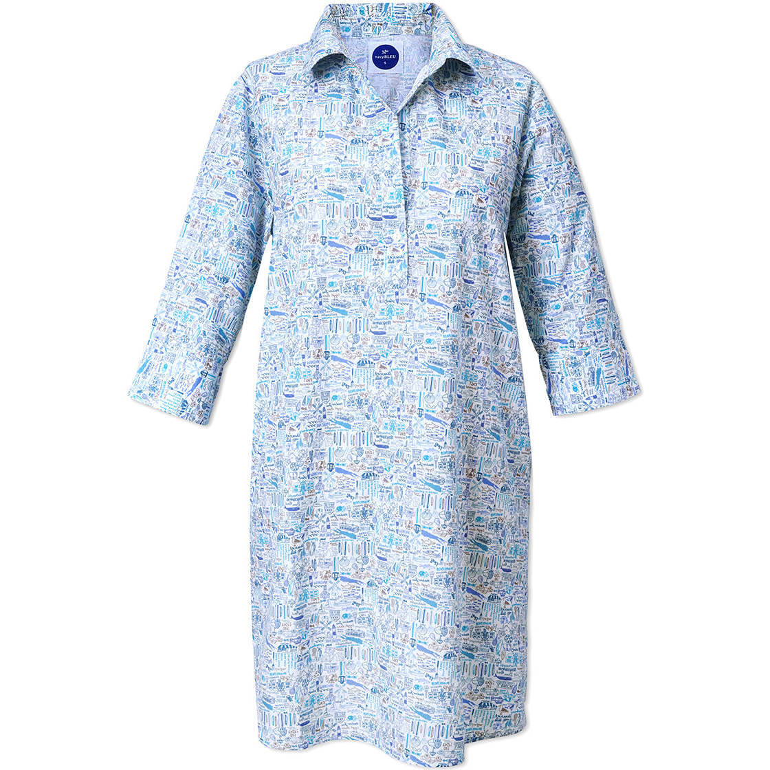Hamptons Women's Short Beach Tunic, Blue - Shirts - 1
