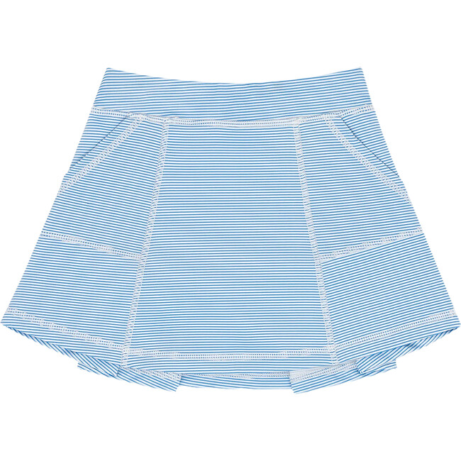 Sport Striped UPF40 Back Pleat Skort, Blue