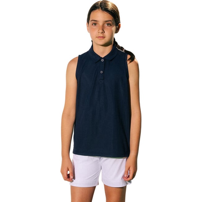 Sleeveless Polo T-Shirt, Navy - Polo Shirts - 2