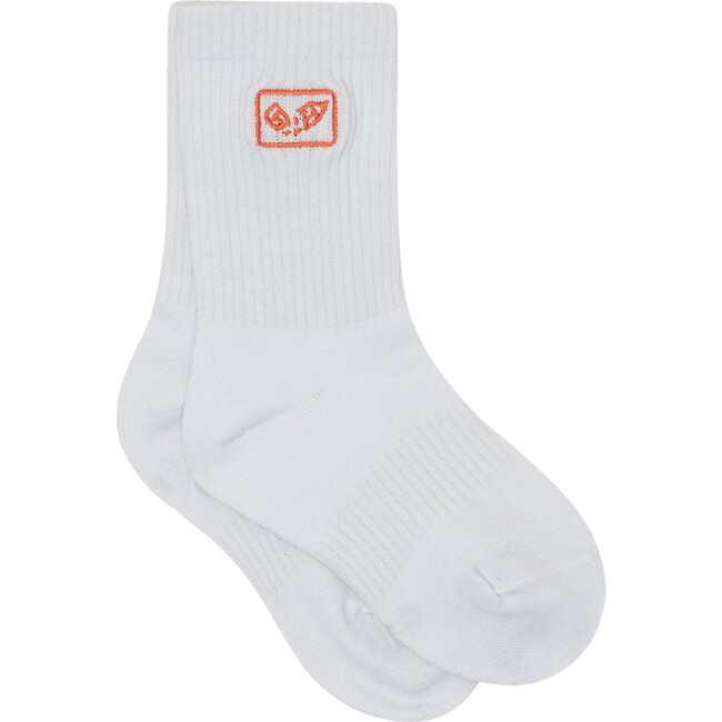 PE Logo Ribbed Socks, White