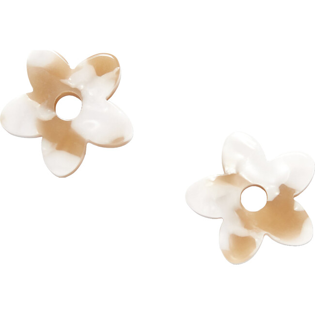 Petite Handmade Flower Charms, Taupe Shell