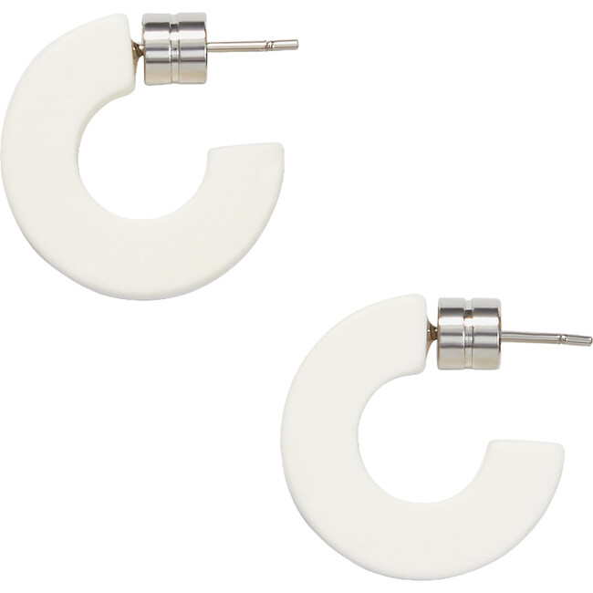 Muse Handmade Hoops Earring, White Matte