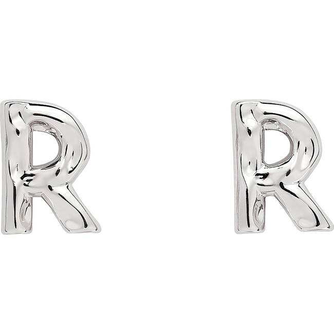 Monogram Handmade Gold Plated Stud Earring, Silver R