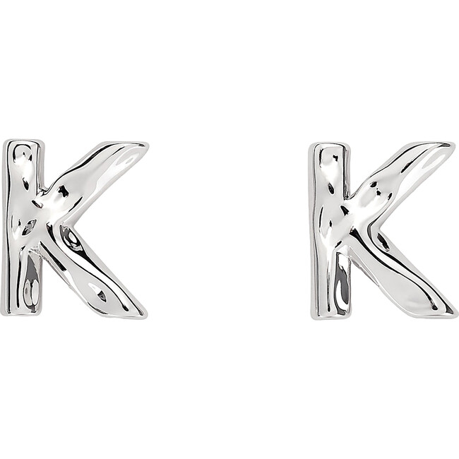 Monogram Handmade Gold Plated Stud Earring, Silver K