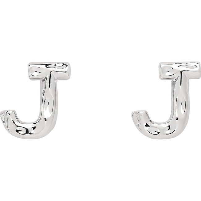 Monogram Handmade Gold Plated Stud Earring, Silver J