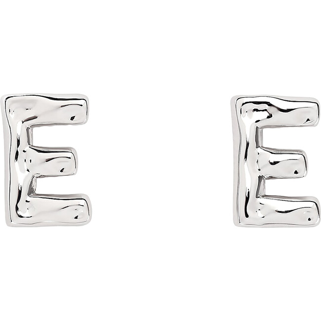 Monogram Handmade Gold Plated Stud Earring, Silver E