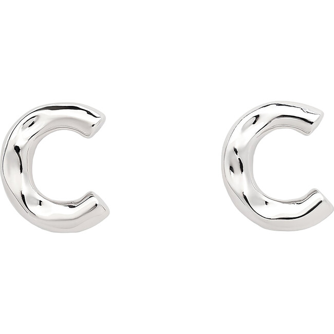 Monogram Handmade Gold Plated Stud Earring, Silver C - Earrings - 1