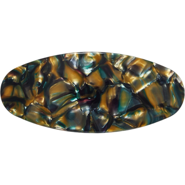 Jumbo Handcrafted Oversized Oval Barrette, Green Tortoise