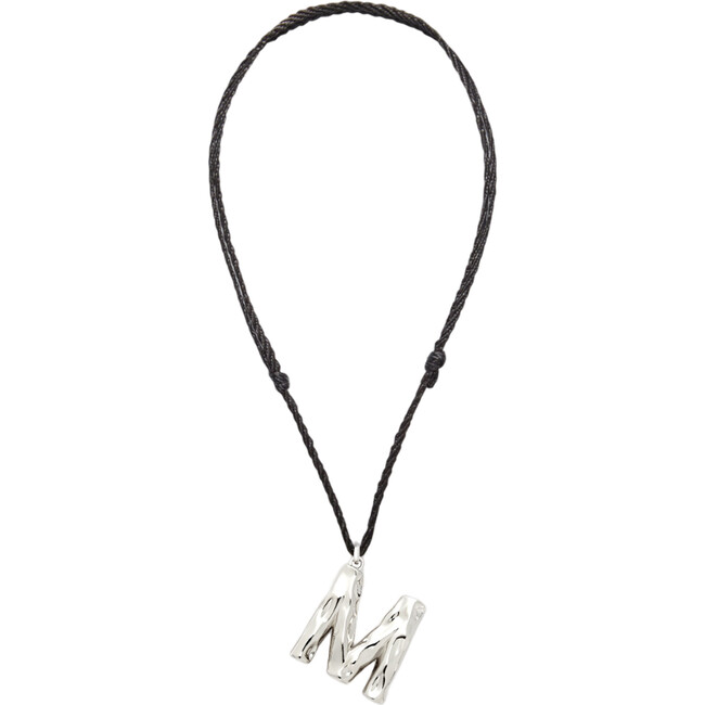 Grande Monogram Silk Cord Necklace, Silver M