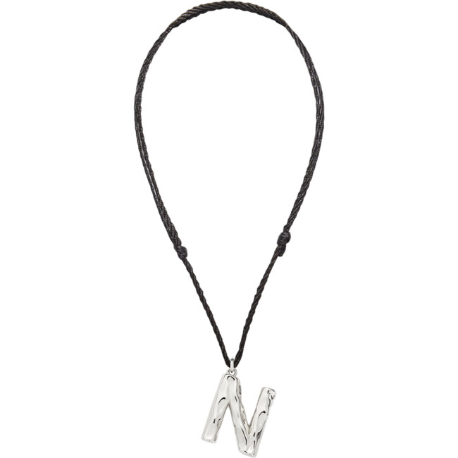 Grande Monogram Silk Cord Necklace, Silver N